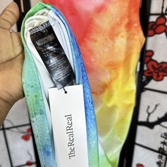 MOSCHINO COUTURE Crowned Tie-Dye Elephant Tank Mini Dress Sleeveless Size S - Picture 6 of 7